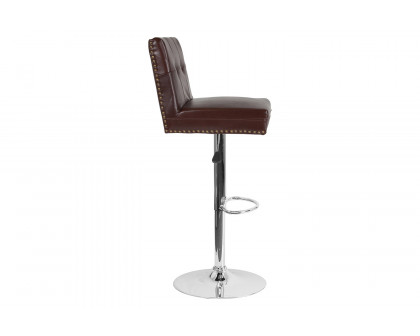 BLNK Ravello LeatherSoft Adjustable Height Bar Stool with Accent Nail Trim