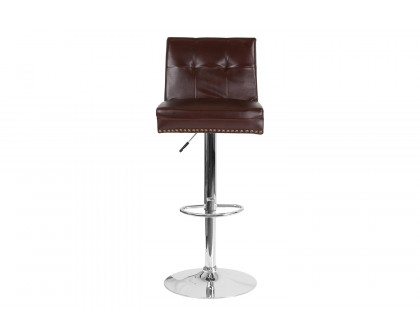 BLNK Ravello LeatherSoft Adjustable Height Bar Stool with Accent Nail Trim - Brown