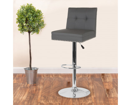 BLNK Ravello LeatherSoft Adjustable Height Bar Stool with Accent Nail Trim