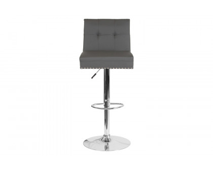 BLNK Ravello LeatherSoft Adjustable Height Bar Stool with Accent Nail Trim - Gray