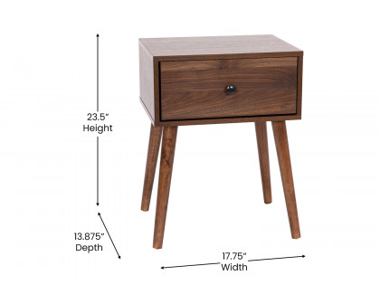 BLNK - Hatfield Wood Mid-Century Modern One Drawer Nightstand