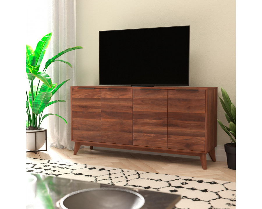 BLNK - Hatfield Mid-Century Modern TV Stand for up to 64" TV's with 4 Door Storage Buffet Sideboard,4 Soft Close Doors, Adjustable Shelves