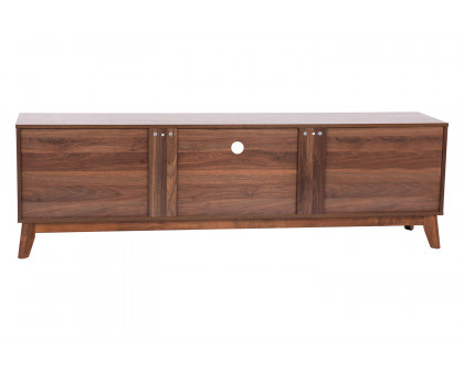 BLNK - Hatfield Mid-Century Modern TV Stand in Walnut for up to 65" TV's with Adjustable Center Shelf and Dual Soft Close Doors