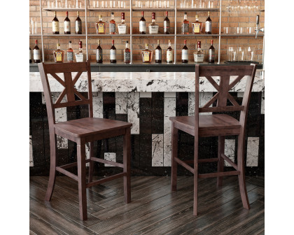 BLNK Gwendolyn Commercial Solid Wood Modern Farmhouse Counter Height Bar Stool Set of 2