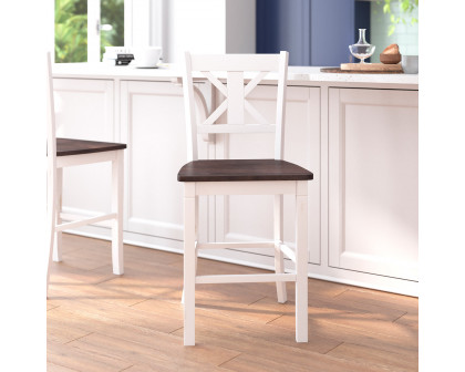 BLNK Gwendolyn Commercial Solid Wood Modern Farmhouse Counter Height Bar Stool Set of 2