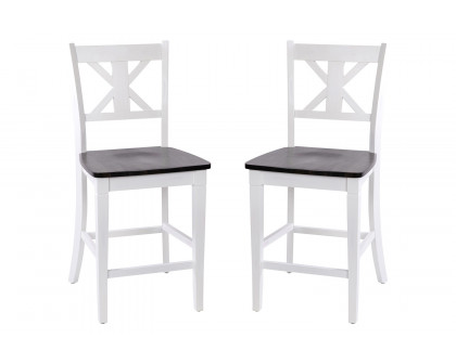 BLNK Gwendolyn Commercial Solid Wood Modern Farmhouse Counter Height Bar Stool Set of 2 - Antique White Wash