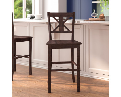 BLNK Gwendolyn Commercial Solid Wood Modern Farmhouse Bar Stool Set of 2