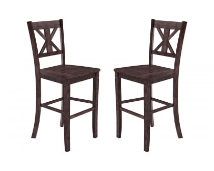 BLNK Gwendolyn Commercial Solid Wood Modern Farmhouse Bar Stool Set of 2 - Gray Wash Walnut