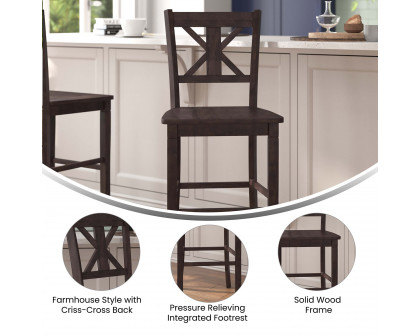 BLNK Gwendolyn Commercial Solid Wood Modern Farmhouse Bar Stool Set of 2 - Gray Wash Walnut