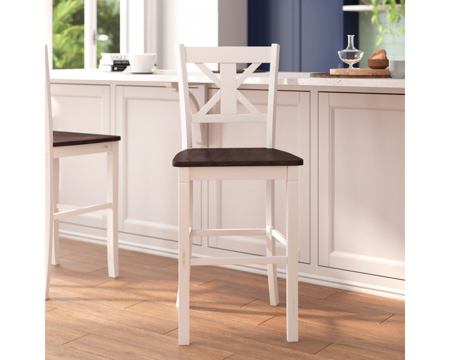 BLNK Gwendolyn Commercial Solid Wood Modern Farmhouse Bar Stool Set of 2