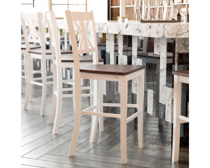 BLNK Gwendolyn Commercial Solid Wood Modern Farmhouse Bar Stool Set of 2 - Antique White Wash