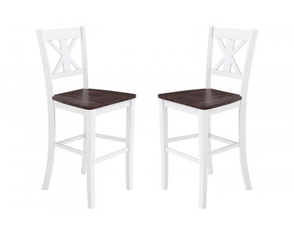 BLNK Gwendolyn Commercial Solid Wood Modern Farmhouse Bar Stool Set of 2 - Antique White Wash