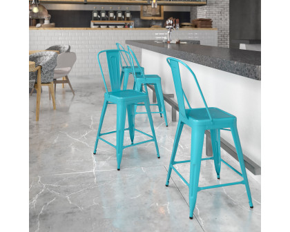 BLNK Carly Commercial Metal Indoor-Outdoor Counter Height Stool