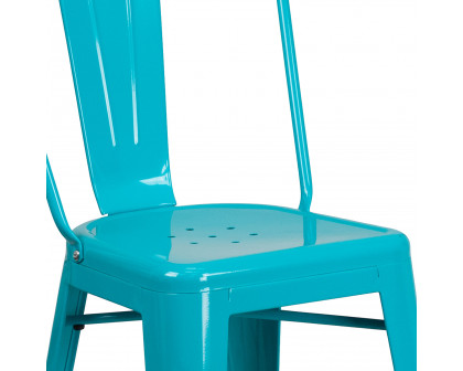 BLNK Carly Commercial Metal Indoor-Outdoor Counter Height Stool - Crystal Teal/Blue