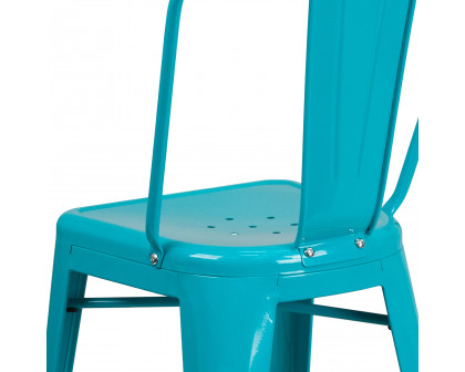 BLNK Carly Commercial Metal Indoor-Outdoor Counter Height Stool - Crystal Teal/Blue