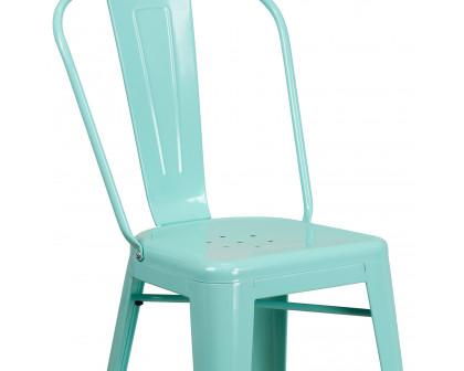 BLNK Carly Commercial Metal Indoor-Outdoor Counter Height Stool - Mint Green