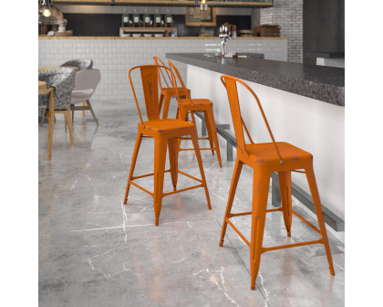 BLNK Carly Commercial Metal Distressed Indoor-Outdoor Counter Height Stool