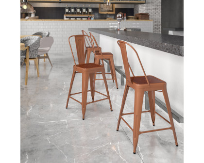 BLNK Carly Commercial Metal Indoor-Outdoor Counter Height Stool