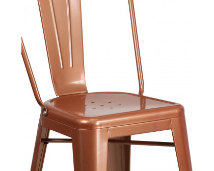 BLNK Carly Commercial Metal Indoor-Outdoor Counter Height Stool - Copper