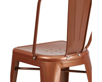 BLNK Carly Commercial Metal Indoor-Outdoor Counter Height Stool - Copper