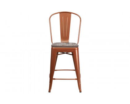 BLNK Carly Metal Counter Height Stool with Wood Seat - Copper