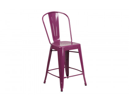 BLNK Carly Commercial Metal Indoor-Outdoor Counter Height Stool