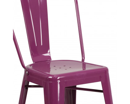 BLNK Carly Commercial Metal Indoor-Outdoor Counter Height Stool - Purple