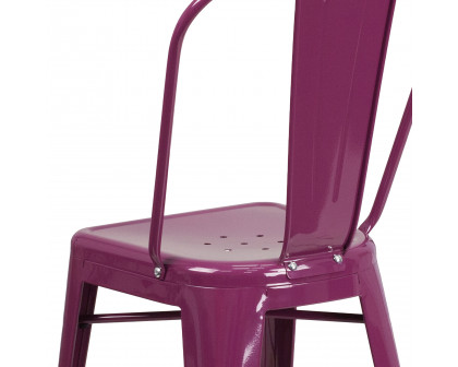 BLNK Carly Commercial Metal Indoor-Outdoor Counter Height Stool - Purple