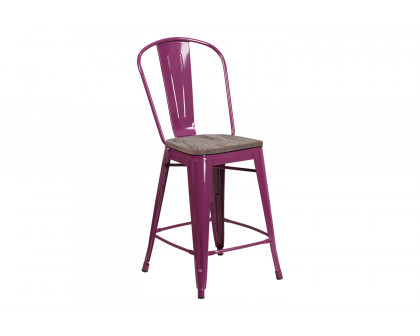 BLNK Carly Metal Counter Height Stool with Wood Seat