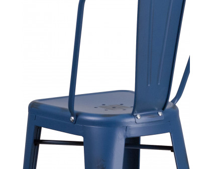 BLNK™ Cindy Commercial Metal Distressed Indoor-Outdoor Bar Stool with Back - Antique Blue