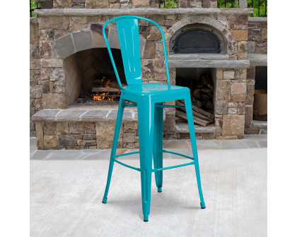 BLNK Cindy Commercial Metal Indoor-Outdoor Bar Stool with Back