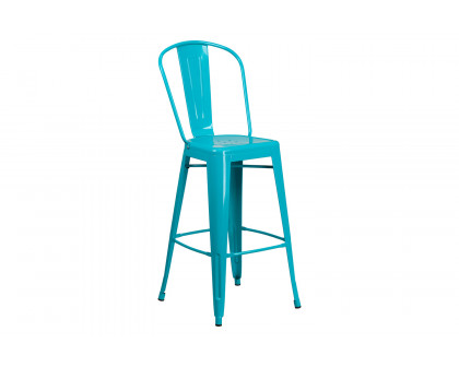 BLNK Cindy Commercial Metal Indoor-Outdoor Bar Stool with Back - Crystal