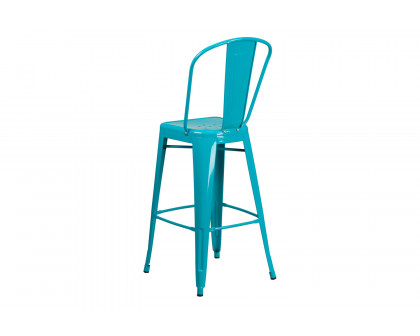 BLNK Cindy Commercial Metal Indoor-Outdoor Bar Stool with Back - Crystal