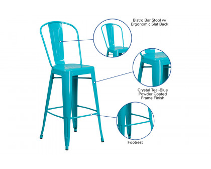 BLNK Cindy Commercial Metal Indoor-Outdoor Bar Stool with Back - Crystal