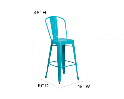 BLNK Cindy Commercial Metal Indoor-Outdoor Bar Stool with Back - Crystal