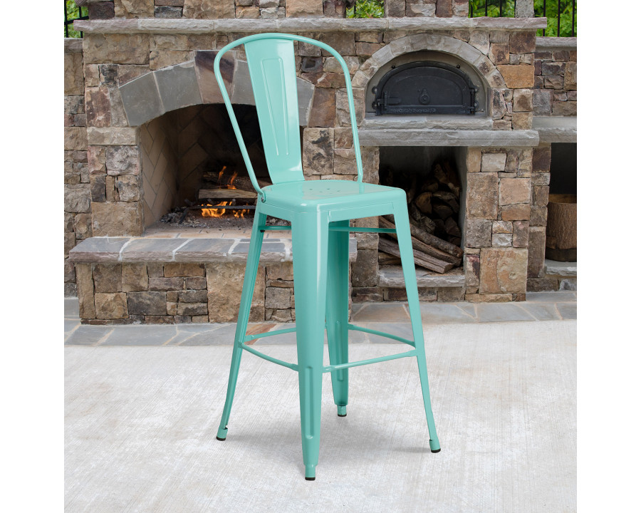 BLNK Cindy Commercial Metal Indoor-Outdoor Bar Stool with Back