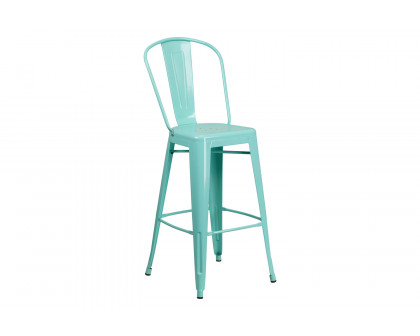 BLNK Cindy Commercial Metal Indoor-Outdoor Bar Stool with Back