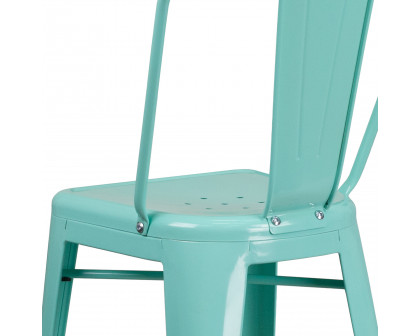 BLNK Cindy Commercial Metal Indoor-Outdoor Bar Stool with Back - Mint Green