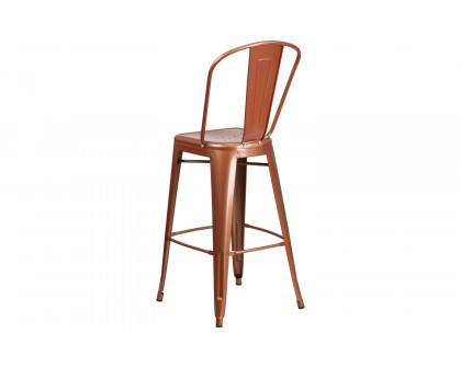 BLNK Cindy Commercial Metal Indoor-Outdoor Bar Stool with Back - Copper