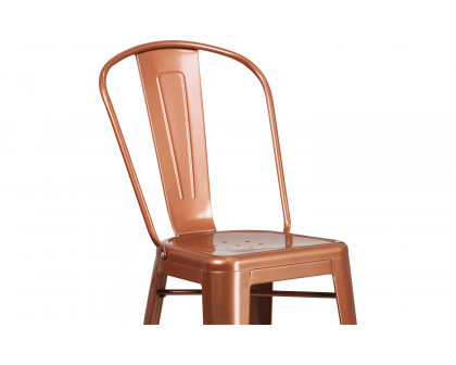 BLNK Cindy Commercial Metal Indoor-Outdoor Bar Stool with Back - Copper