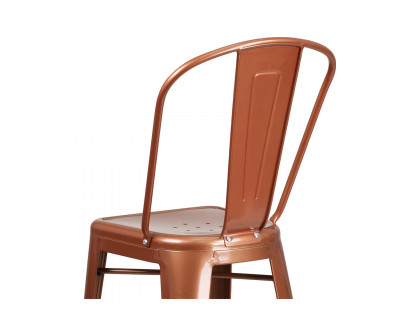 BLNK Cindy Commercial Metal Indoor-Outdoor Bar Stool with Back - Copper