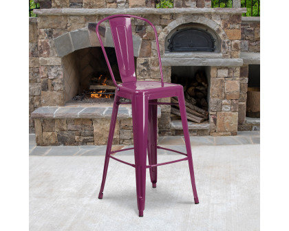 BLNK Cindy Commercial Metal Indoor-Outdoor Bar Stool with Back