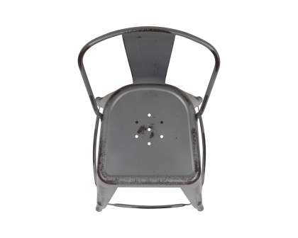 BLNK Cindy Commercial Metal Distressed Indoor-Outdoor Bar Stool with Back - Silver/Gray