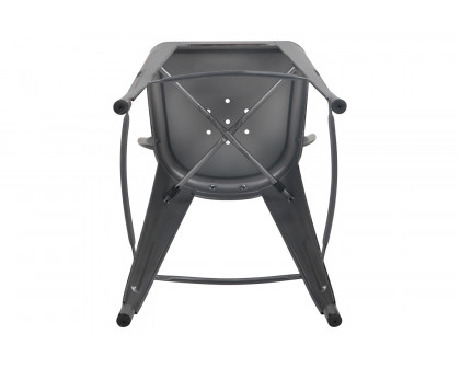 BLNK Cindy Commercial Metal Distressed Indoor-Outdoor Bar Stool with Back - Silver/Gray