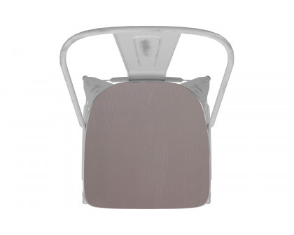 BLNK™ Carly Commercial Metal Indoor-Outdoor Bar Stool with Back with Poly Resin Wood Seat - White/Gray