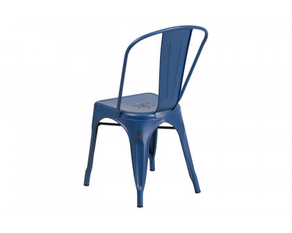 BLNK Tenley Commercial Metal Distressed Indoor-Outdoor Stackable Chair - Antique Blue