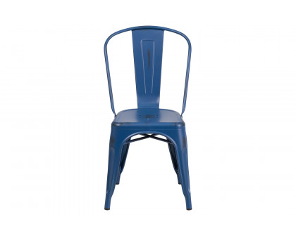 BLNK Tenley Commercial Metal Distressed Indoor-Outdoor Stackable Chair - Antique Blue