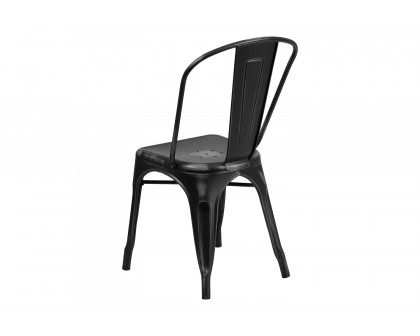 BLNK™ Tenley Commercial Metal Distressed Indoor-Outdoor Stackable Chair - Black