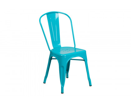 BLNK Tenley Commercial Metal Indoor-Outdoor Stackable Chair - Crystal Teal/Blue