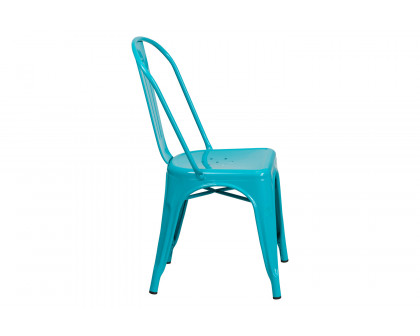 BLNK Tenley Commercial Metal Indoor-Outdoor Stackable Chair - Crystal Teal/Blue